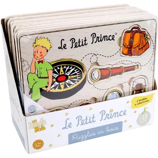 PLANÈTE Bois - Pack mit 12 Flieger-Puzzles - Lernspiel - Der kleine Prinz - 865004PA - 6 Teile - Mehrfarbig - Holz - Kinderspiel - Kinderpuzzle - 21,5 cm x 17,5 cm - Ab 18 Monaten.
