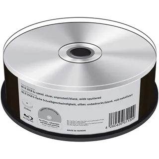 MediaRange BD-R 25GB 6-fache Schreibgeschwindigkeit, Silber, Unbedruckt/Blank, voll Metallisiert, 25er Cakebox