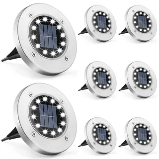 Anmossi Solar Bodenleuchte 12 LEDs IP65 8 Stück silber