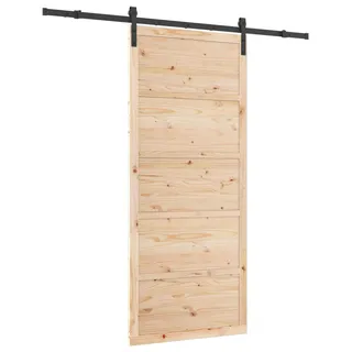 vidaXL Schiebetür Natur 90 x 208 cm Massives Kiefernholz - Braun