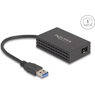 DeLock USB Typ-A Adapter zu 1 x SFP Gigabit LAN (USB 3.0, SFP), Netzwerkadapter, Schwarz