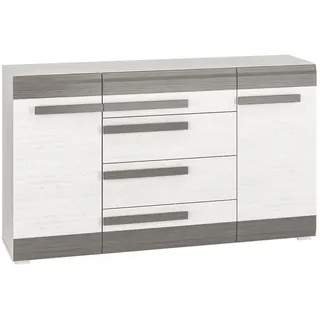 Feldmann-Wohnen Sideboard Blanco Pinie weiß / grau 165 / 42 / 96cm , Holz , Rechteckig , 165x96x42 cm , Kleinmöbel, Kommoden, Sideboards