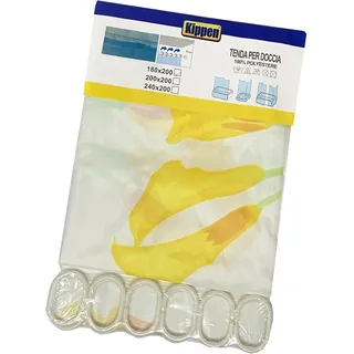 kippen 1715A5 Duschvorhang aus Polyester mit 12 Haken aus Kunststoff, Maße: 180 x 200 cm