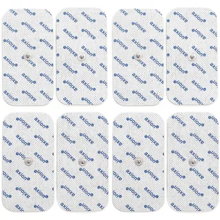 axion® 8er Set Elektroden Pads 10x5 cm, 3,5mm Druckknopf. Medizinprodukt | Kompatibel mit Sanitas TENS-Gerät & EMS-Muskelstimulator (bsp. SEM43, SEM44) & Beurer (bsp. EM49, EM56). Wiederverwendbar