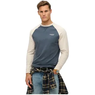 Superdry Essential Logo Baseball Langarm-t-shirt - Lauren Navy / White Sand - 2XL