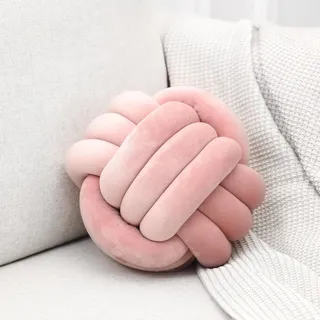 Neegaurd Knotenkissen Rosa, Deko Kissen Rund, Zierkissen Aesthetic Sofakissen aus Samt, 28cm Runde Kissen Plüsch Ball Dekokissen Bett Deko Kissen Rundes für Sofa, Home Decor Wohnzimmer