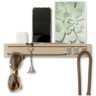 Sanni Shoo Schlüsselbrett Holz mit Ablage, Key Holder, Wand-Organizer und Schlüsselablage, Schlüssel-Aufbewahrung, Brillenhalter u. Schlüsselboard modern, Flur Deko Wand, grün