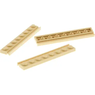 3x Lego Führungsschiene 1x8 beige Leiste mit Nut Führung Tür Schiene Stein 4510 - Beige