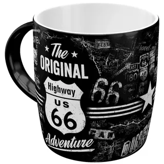 Nostalgic-Art Retro Kaffee-Becher, 330 ml, Highway 66 The Original Adventure – Geschenk-Idee für Amerika-Fans, Keramik-Tasse, Vintage Design
