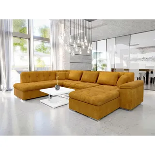 Mirjan24 Eckcouch U-Form mit Bettkasten und Schlaffunktion 3-Sitzer Orange