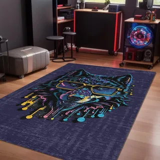 bamyum Fearless Gamer Bedruckter Teppich Chenille-Druck Maschinell Hergestellt für Spielzimmer, Gamer-Teppiche für Schlafzimmer, Videospiel Waschbarer Gaming-Teppich 160X230