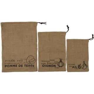 COOK CONCEPT 3er-Set Jute-Aufbewahrungsbeutel für die Küche, Schwarz | Polyester und Jute, 3er-Set Aufbewahrungsbeutel, Küchenaufbewahrung, Lebensmittelaufbewahrung, schwarz
