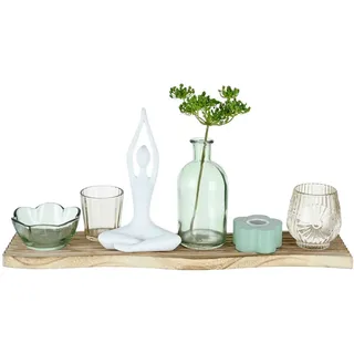 Ambia Home Dekovase , Multicolor , Holz, Kunststoff, Glas , Paulownia , massiv , Uni , 12.5x19.5x50 cm , zum Stellen , Dekoration, Vasen, Glasvasen