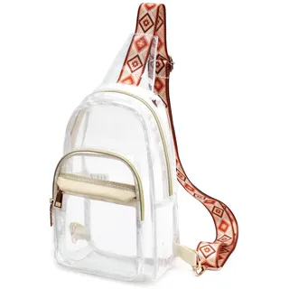 TINYAT Transparente Schultertasche für Herren, Stadion-zugelassen, transparent, Umhängetasche für Damen, Umhängetasche mit verstellbarem Riemen, T560, 7004/Weiß
