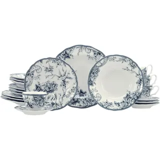 CreaTable Adelaide Kombiservice 20-tlg. blau/Nostalgischer Vintage Dekor
