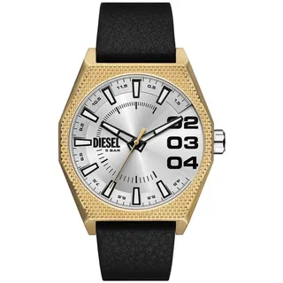 Diesel Scraper Uhr für Herren, Quarz-Dreizeiger-Datumswerk mit Edelstahl- oder Lederarmband