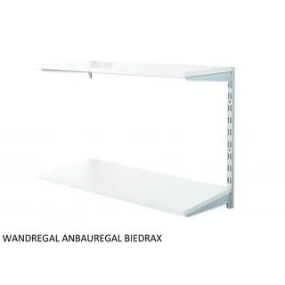 Biedrax Wandregal - Anbauregal 40 x 80 x 50 cm, Farbe silber - 2 Fachboden grau