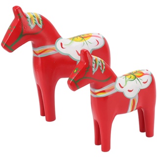 Tonysa 1 Paar Schwedisches Dalapferd aus Holz, Dalecarlian Horse Statue Figur für Ornamente Dekoration Souvenir