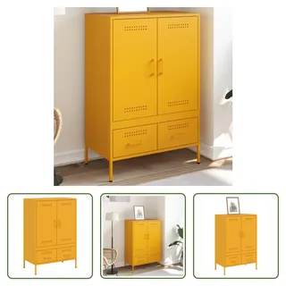 The Living Store Highboard Senfgelb 68x39x101,5 cm Kaltgewalzter Stahl - Gelb