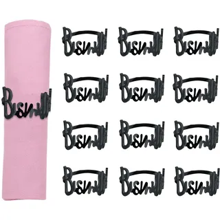 Serviettenringe - 12 Stück Bismillah Letter Metall Serviettenring Set Alphabet Serviettenschnallen Halter Tischdekoration für Hochzeit, Party Deko, Ramadan, Bankett