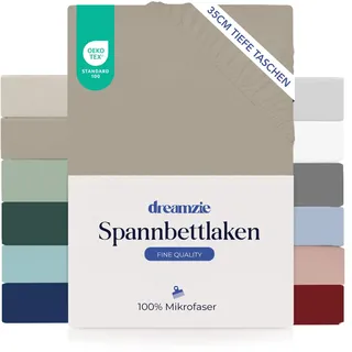 Dreamzie Spannbettlaken 100x200cm - 35 cm Tiefe Tasche - 100% Mikrofaser Bettlaken - Leinen, Schadstoffgeprüft(Oeko TEX), Bettlaken mit Gummizug