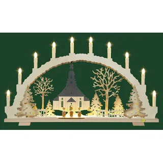 Schwibbogen Seiffener Kirche LED Beleuchtung 70x41x5cm Bergkirche Rundkirche