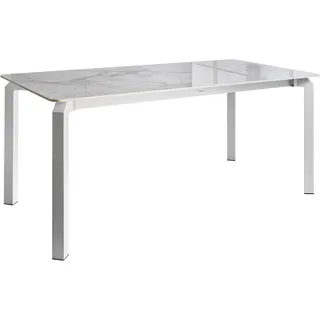 Beliani Gartentisch 180 x 90 x 76 cm Weißer Marmor