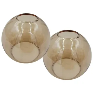 2 Stück Lampenschirm E14 Castello amber Stehlampe Glas Ersatzglas Schirm Ersatzschirm Lampenschirm für Hängelampe Tischlampe Fluter Leuchte (2x goldfarbig)