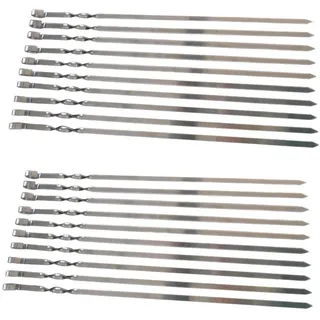 20 Grill-Spieße aus Edelstahl Fleischspiesse 50cm -1cm Breit - solide 2mm Stärke/Dicke