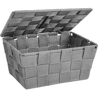 Wenko Aufbewahrungskorb Adria mit Deckel 10 x 19 x 14 cm grau