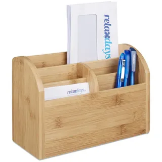 Relaxdays Schreibtisch-Organizer , Hellbraun , Holz , 22x15x10 cm , Büromöbel, Schreibtische