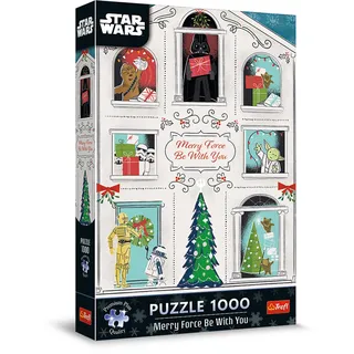 Trefl Premium Plus Quality - Weihnachtspuzzle Star Wars: Möge die Macht der Weihnacht mit dir Sein - 1000 Elemente, Lieblingshelden, für Erwachsene und Kinder ab 14 Jahren