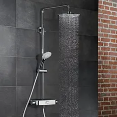 HSK Shower-Set AquaSwitch RS 200 Thermostat, Ablage: Glas schwarz, 1001900-08, Ausführung: mit Kopfbrause rund, super-flach, Ø250 mm, Höhe 2 mm