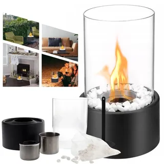 Bioethanol Tischkamin Schwarz Freistehender Kamin für Innen & Außen