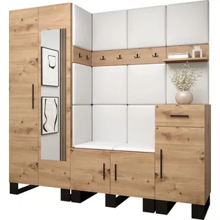 Garderobe ARTIN Set 13 mit gepolsterten Paneelen Industrial Design - Weiß