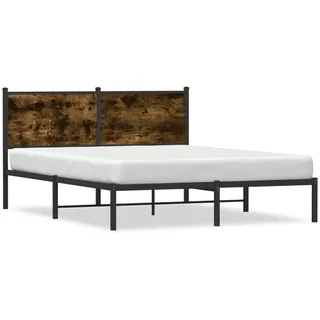 vidaXL Metallbett ohne Matratze Räuchereiche 140x190 cm - Braun