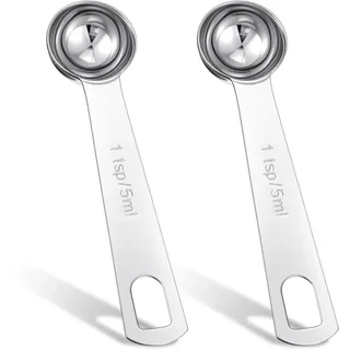 2 Stück Messlöffel 5ml Kaffeelöffel Portionierer Kaffeemesslöffel Dosierlöffel 5ml Measuring Spoons Edelstahl Portionierlöffel Kaffee Esslöffel Teelöffel Kaffeedosierlöffel für Satz Gewürze