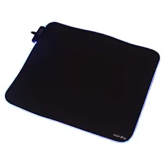 NÖRDIC GAME-N1034 RGB Gaming Mousepad, rutschfeste Naturkautschukbasis, Elastan-Stoffoberseite, schwarz, 320mm x 270mm x 3mm