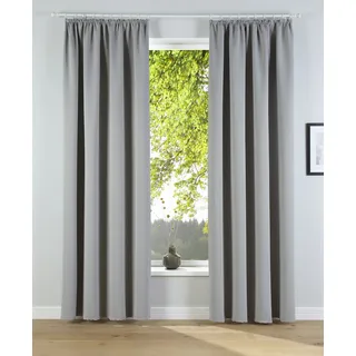 Verdunkelungsvorhang OTTO HOME "Solana, Gardinen mit Kräuselband, Vorhänge, Wohnzimmer, modern" Gr. 2, grau (hellgrau), B:140cm H:175cm, Polyester, Gardinen, Verdunkelungsvorhang, 2er-Set Verdunklungsvorhang mit Thermofunktion, Bestseller, einfarbig, Topseller