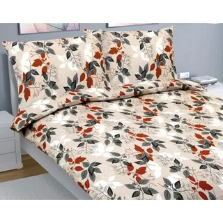 Crepe Leinen auf Doppelbett - 1St. 220x200, 70x90 - orange,grau,beige