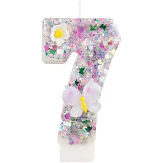 Geburtstagskerzen Zahlen 7 Verlauf Lila Schmetterling mit Blumen- und Schmetterling-Deko für Kuchen und Torten – Ideal für Frauen, Mädchen und Jubiläen