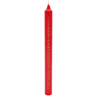 25cm Weihnachts Advent Kerze Countdown - Rot mit Goldzahlen