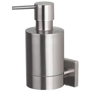 spirella Seifenspender Nyo | robuster Edelstahl matt | zur Wandmontage inklusive Schrauben | auch zum Kleben geeignet - separat erhältlich, Grau