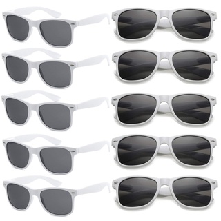 FSMILING 10 Stück Party Sonnenbrille Set Lustige Partybrillen weiss Retro Sonnenbrille Weiß Party Brille Set Für Herren Damen