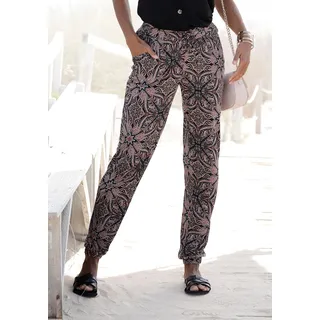 LASCANA Jerseyhose "aus bequemer und leichter Viskose" Alloverdruck, Strandhose, leichte Sommerhose, Schlupfhose, bedruckt