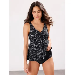 Tankini-Top, Damen, Gr. 46, Cup D, schwarz-weiß (schwarz, weiß, bedruckt), Polyamid, Bikini-Oberteile Tankini-Top