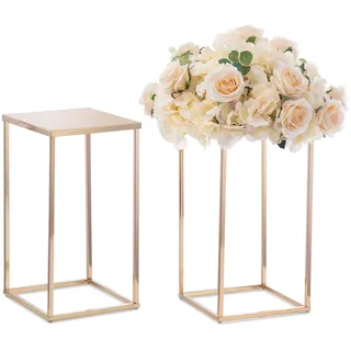 Nuptio Gold Hochzeit Tafelaufsätze für Tische - 2 Stück Geometrische Goldene Vase 40cm Hohe Blume Stehen Tisch Tafelaufsatz Metall Vasen Spalte Steht für Geburtstagsfeiern Heimdekoration
