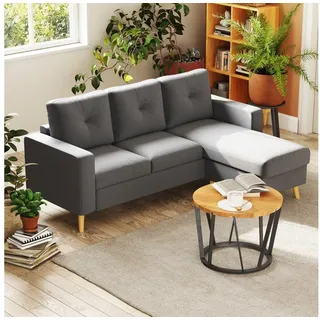 Homcom Ecksofa Leinen, Gummiholz