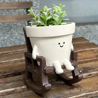 Vovkokc Blumentopf mit Gesicht Niedliche Blumentöpfe, Groß Smiley-Gesicht Pflanzgefäß, Pflanzgefäße für Innen-und Außenbereich, Einzigartiger Sitz Schaukelstuhl Sukkulententententopf mit Ablaufloch
