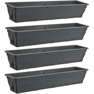 4x Blumenkasten 100cm Balkonkasten Wasserspeicher Pflanzkasten Balkonkästen grau